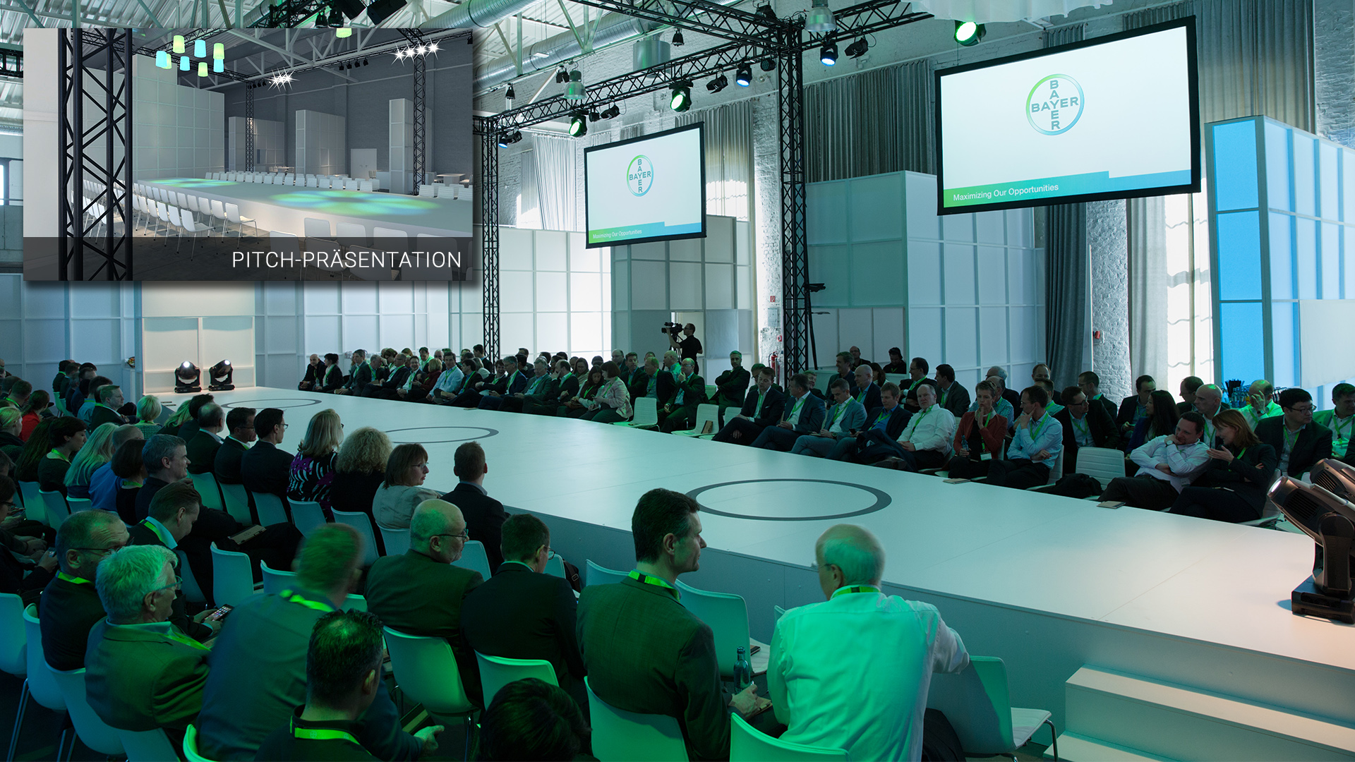 BAYER Leadership Conference - FREIRAUM - als räumliche, visuelle und inszenatorische Architektur für die aktivierende Transformation.